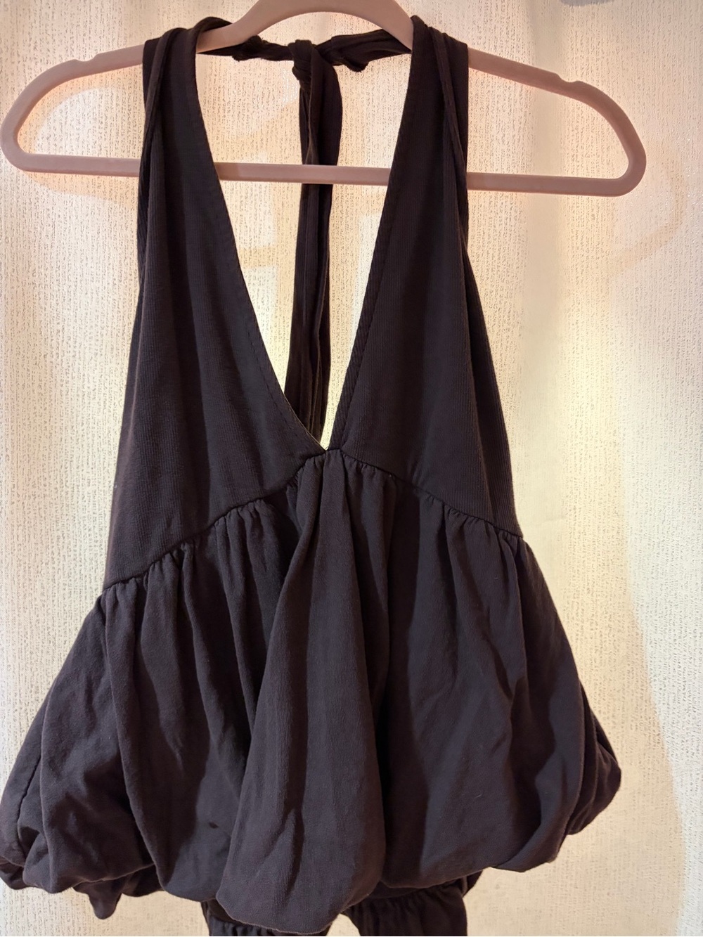 Free People Black Backless Halter Bubble Top